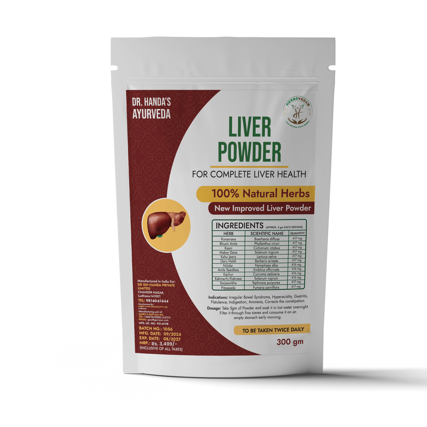 Image shown live powder kit for liver support with ingredients 