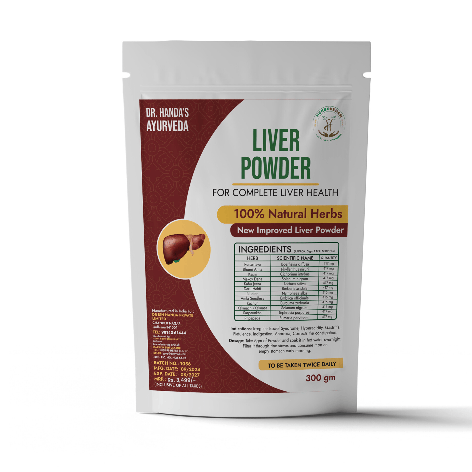 Image shown live powder kit for liver support with ingredients 