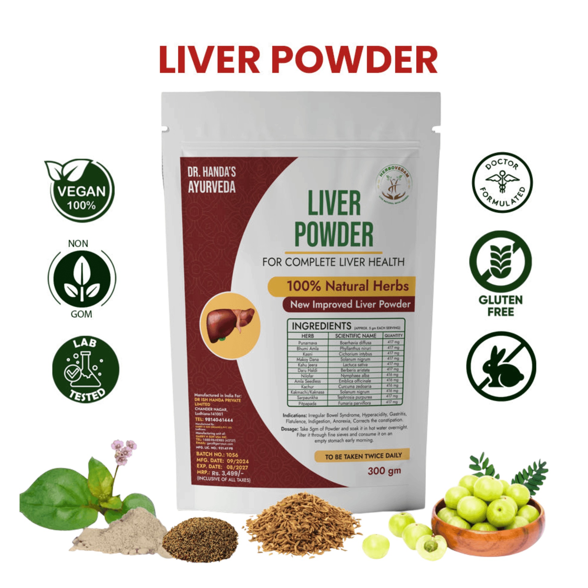 Image shown live powder kit for liver support with ingredients